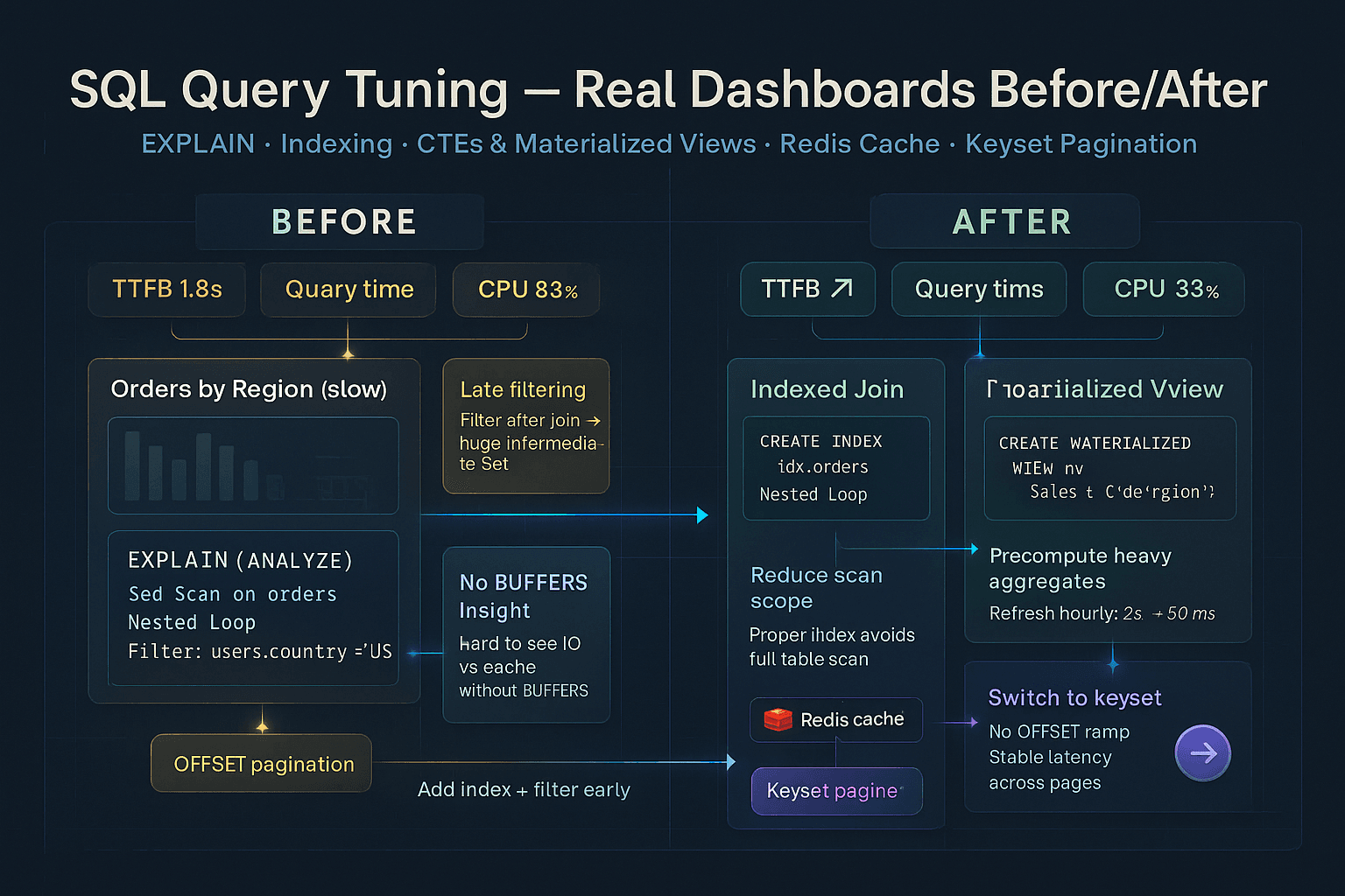 SQL Query Tuning: Real Dashboards Before/After